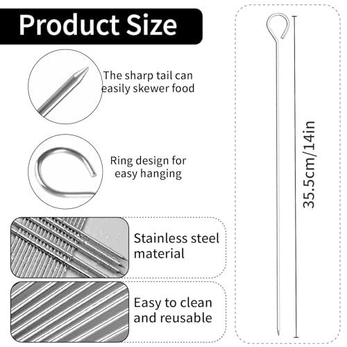 12-Pack Stainless Steel BBQ Skewers – Reusable Kabob Sticks for Grilling