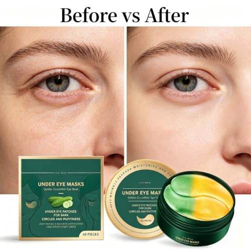 MildMane Gold Cucumber Hydrogel Eye Patches - 60 Pairs for Dark Circles