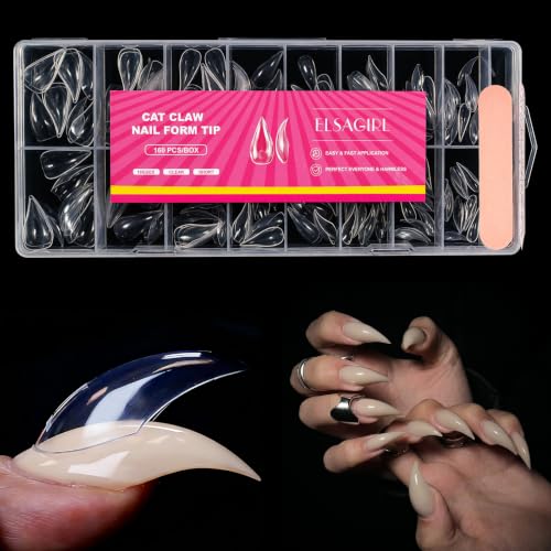 Elsagirl Cat Claw Dual Forms for Poly Gel - 16 Size, 160pcs Halloween Nail Art