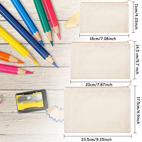 Beige Canvas Makeup Bag Set - 12 Pcs Zipper Pouches for DIY
