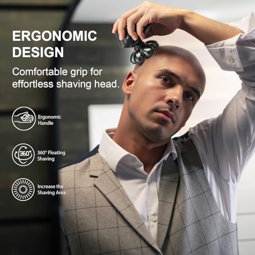 Head Shavers for Bald Men: ???? ???????????????? Electric Razor with Magnetic Removable Head, IPX7 Waterproof Shaver, LED Display & Type-C Fast Charging ?????? ????????????'?? ?????? (Mint Green)