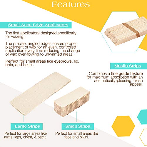 GIGI Wax Essentials Kit - Applicators & Muslin Strips for Face & Body Hair Removal