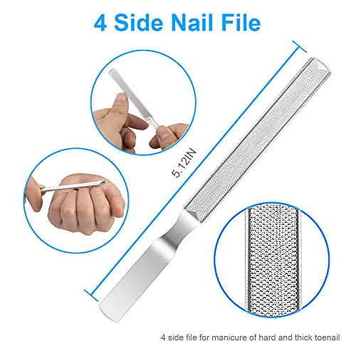 Premium Stainless Steel Toe Nail Clippers Set for Thick and Ingrown Nails - 4Pcs Manicure Pedicure Tools