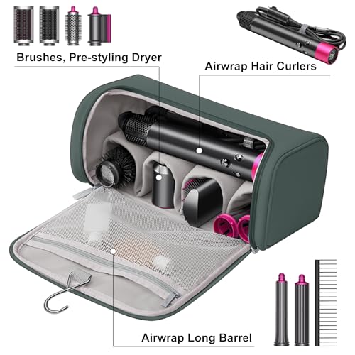 Linpr Green Travel Case for Dyson Airwrap with Hanging Hook