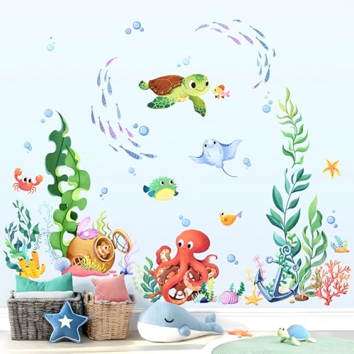 Under the Sea Wall Decals - Ocean Fish, Turtles & Octopuses for Kids