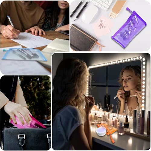 6 Pack Nylon Mesh Zipper Makeup Pouches - Travel Organizer Bags