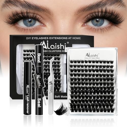 DIY 3D Cluster Eyelash Extensions Kit - Fluffy D Curl False Lashes 10-18mm with Lash Bond & Tweezers