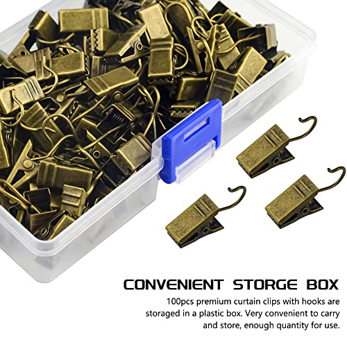 WMYCONGCONG 100 PCS Heavy-Duty Metal Hook Clips for Curtains