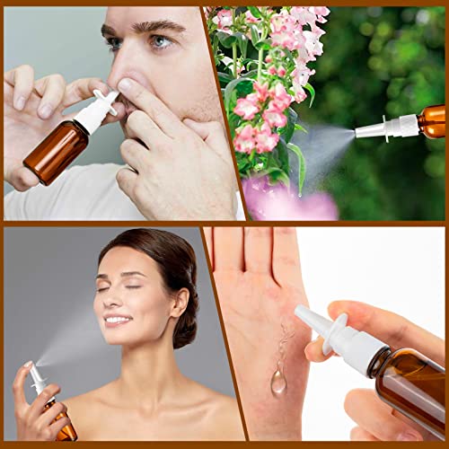 Brown 20 Pcs Glass Refillable Nasal Spray Bottles 30ML with Labels & Funnels