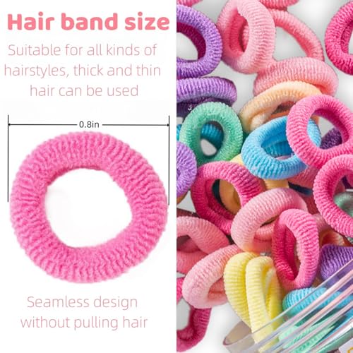 100 Mini Baby Hair Ties - Soft Seamless Ponytail Holders for Kids