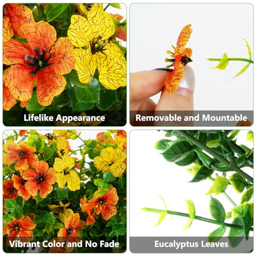 CCILAND 2 PCS UV Resistant Artificial Hanging Flowers - Orange & Yellow