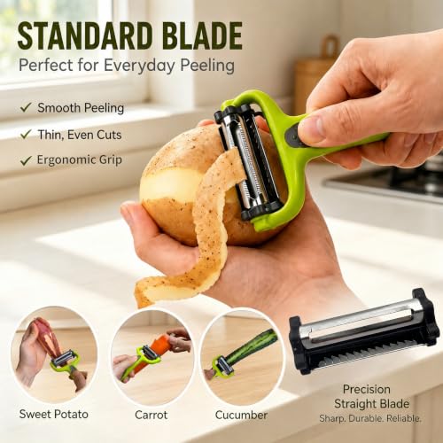 SAIOTER 2-Piece 4-in-1 Vegetable Peeler Set with Stainless Steel Blades