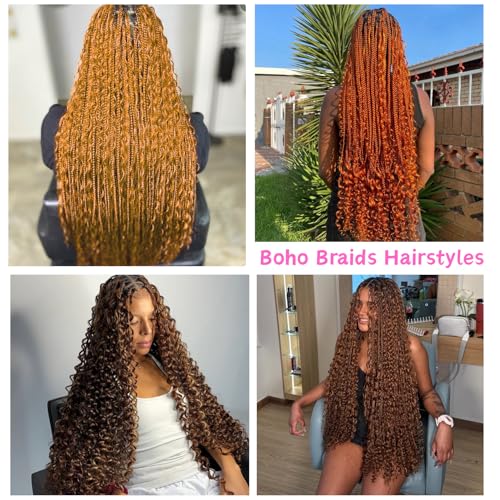 Gozill 24-inch Honey Blonde Boho Braiding Hair, Deep Wave Synthetic Crochet