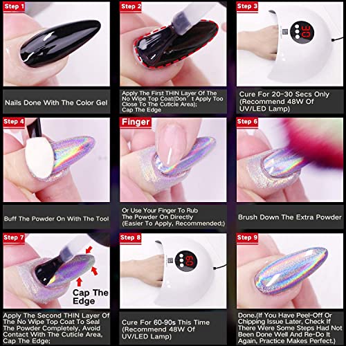 GA&EN Holographic Unicorn Chrome Nail Powder - 35 Micron Glitter
