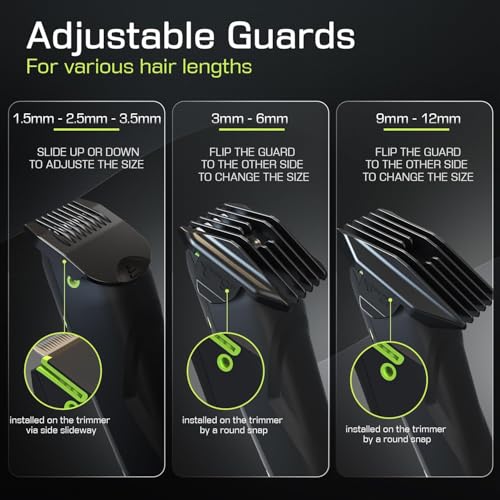 Brightman Cordless Body Hair Trimmer for Men - Green Waterproof Groomer