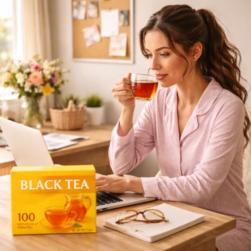 100 Count Premium Black Tea Bags - Individually Wrapped for Hot or Iced Tea