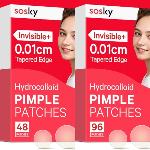 Sosky Acne Pimple Patches 48 & 96 Count - Invisible Hydrocolloid Spot Cover