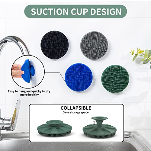 BEAUTAIL Silicone Dish Scrubber - Non-Scratch, Reusable Kitchen Sponge, 3 Pack