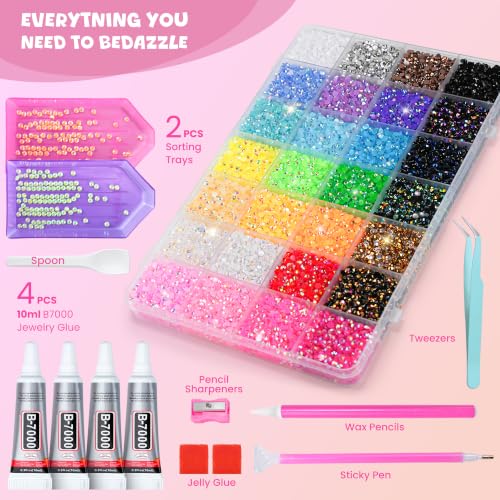 40,000pcs Colorful Jelly Rhinestones Nail Art Kit with Glue & Tools