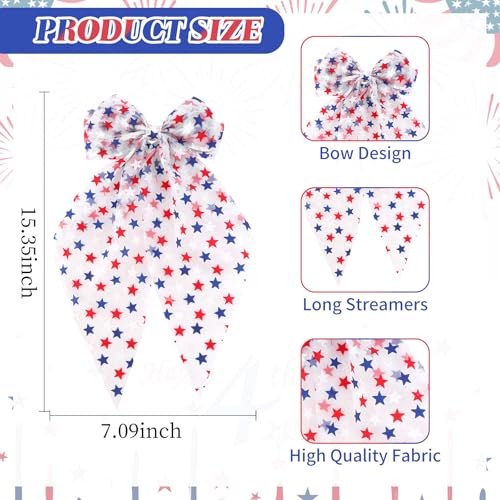 WHAVEL 4th of July Patriotic Hair Bow Set - Pattern A, 2PCS