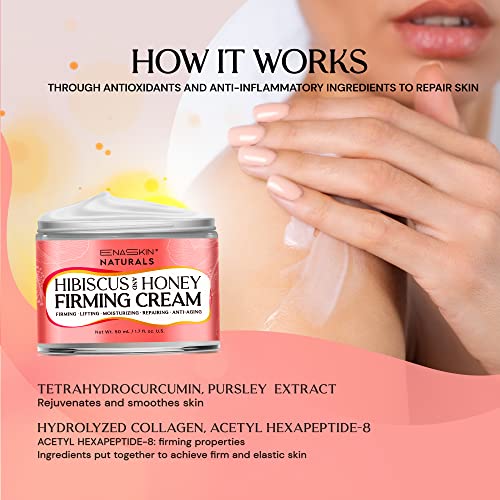 Neck Firming Cream with Hibiscus & Honey - Anti-Aging Moisturizer for Fine Lines & Deep Hydration - 1.7 Fl Oz