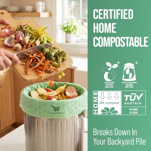 Compostable Trash Bags 1.6 Gallon with Easy Tie Handles