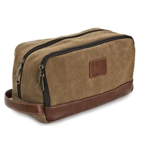 Seemeroad Large Canvas Travel Toiletry Bag 28x16x14cm Water-Resistant Vegan Leather