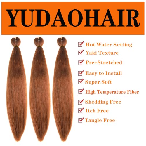 Pre Stretched Braiding Hair Extensions 26 Inch Brown for Box Braids & Crochet