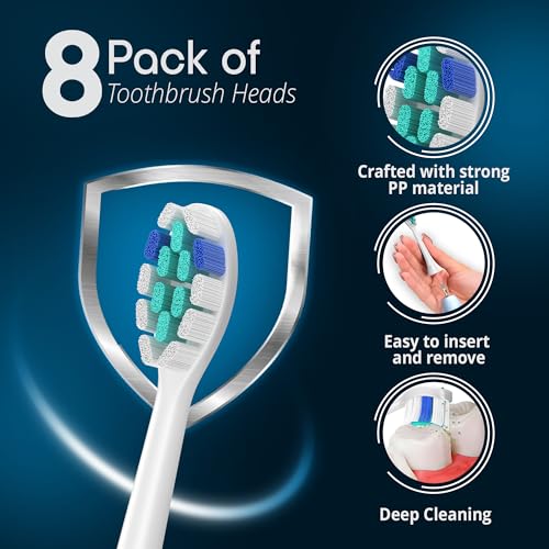 NXT OUT Replacement Toothbrush Heads for Philips Sonicare C2 4100, Pack of 8