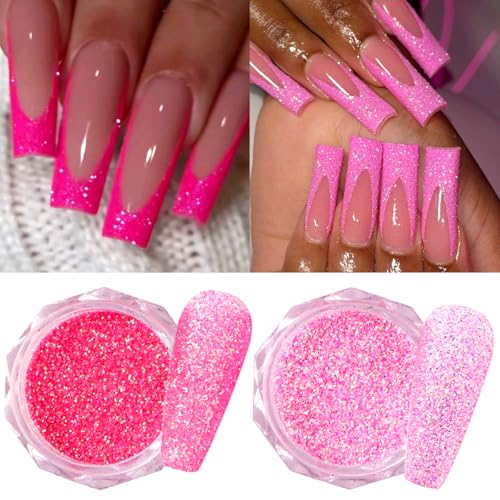 12pcs Pink Nail Glitter Powder Set - Holographic Art Sequins