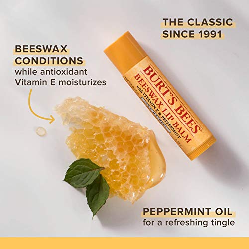 Burt's Bees Beeswax Lip Balm 4-Pack - Natural Moisturizing Care
