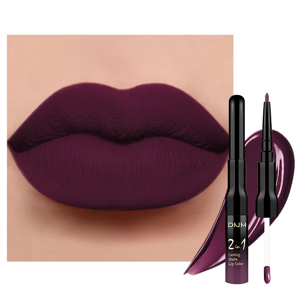 Kaely 2-in-1 Mauve Metallic Lipstick and Lip Liner Makeup, Shimmer Liquid Metallic Lipsticks for Women, Glitter Lip Gloss Stain Long Lasting Waterproof Smudge Proof 24 Hour, Vegan & Cruelty-Free, 16