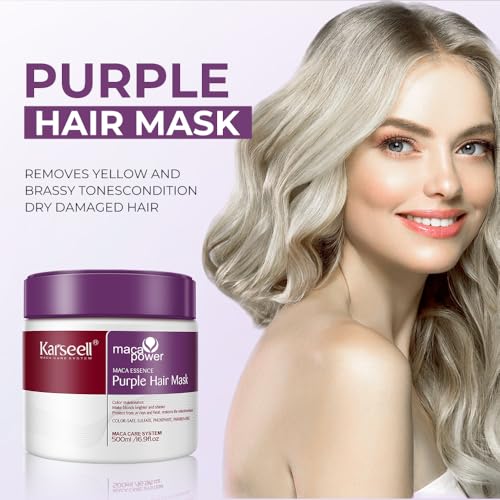 Karseell Purple Hair Mask, 16.90 oz | Neutralizes Brass Tones For Blonde, Bleached, Silver, or Color Treated Hair