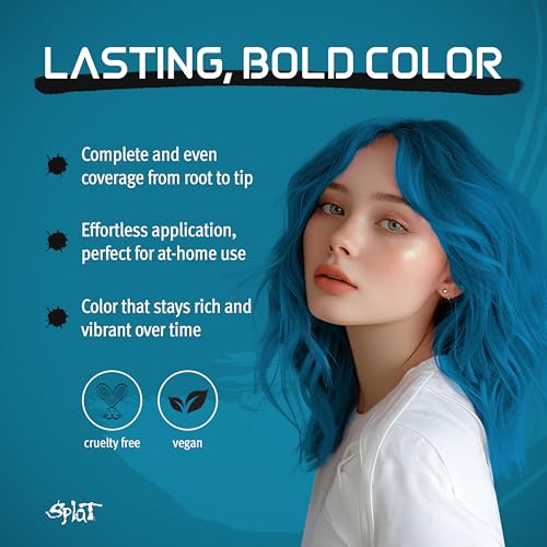 Splat Aqua Rush Semi Permanent Hair Dye Kit with Bleach, 1 Application, Includes Blue Hair Dye, Oxide & Bleach Powder, Vegan & Cruelty Free Hair Color