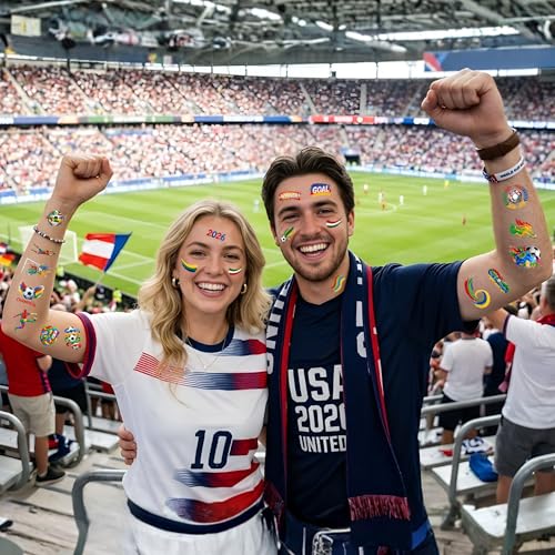 75PCS Soccer Temporary Tattoos Fans Party Favors & Team Spirit Accessories
