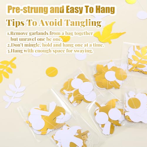 Baptism Garland Decorations - 8 Pcs Dove & Cross Hanging Banners