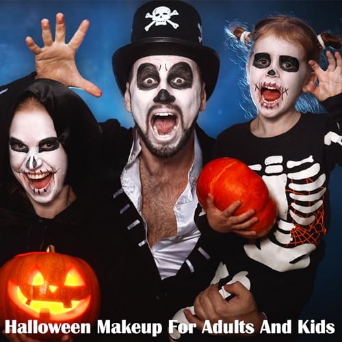 MEICOLY Black & White Face Body Paint Stick Set with Sponges & Setting Powder for Halloween & SFX Makeup