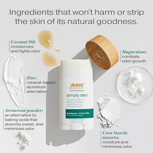 Raw Sugar Aluminum Free Deodorant Stick for Women & Men - Eucalyptus & Fresh Mint