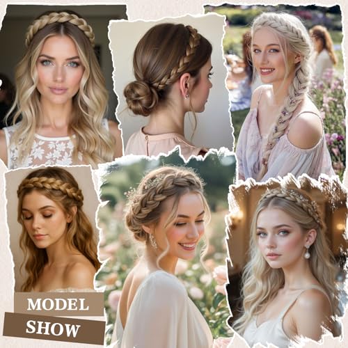 Yisopeid Light Ash Blonde Braided Headband for Women - Handmade Hair Accessory