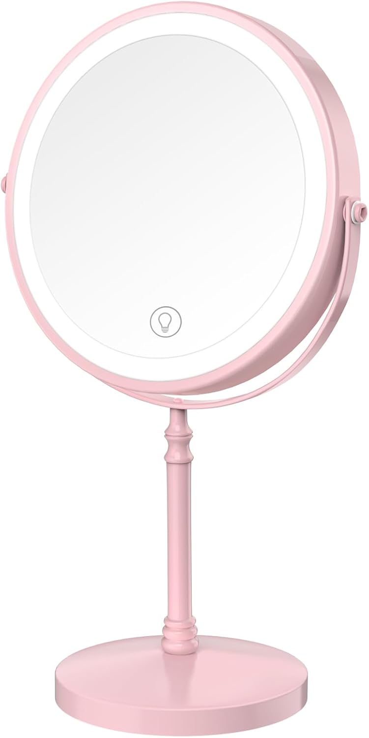 Double-Sided Makeup Mirror - 3000mAh Rechargeable Vanity Mirror | 1X/10X Magnification, Adjustable Brightness, 3 Colors
