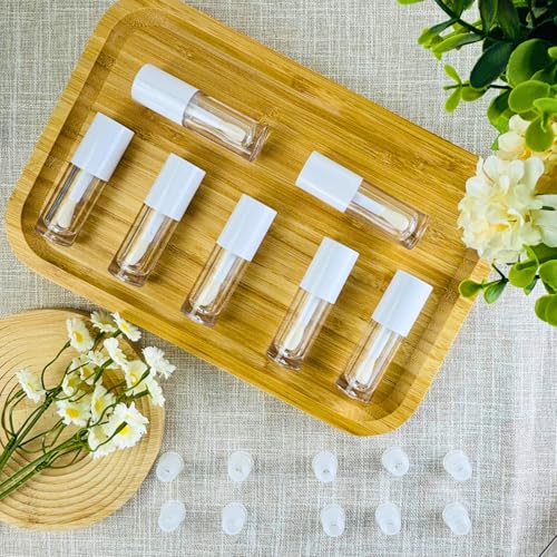 MOCIKE 10PCS Empty Lip Gloss Tubes, 10ml Refillable Containers with Pink Cap