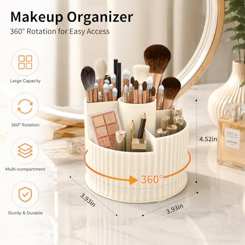 KDYNIX Extra Small 360° Rotating Makeup Brush & Cosmetic Organizer - Grey