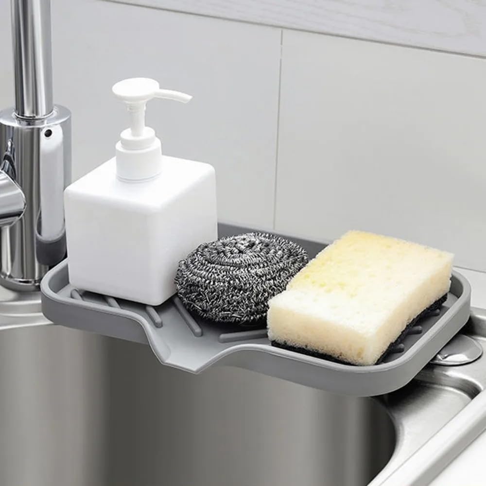 1PC Small Grey Silicone Coaster Storage Rack- Waterproof Draining Soap Mat, Ideal for Toilet Cup & Bathroom, Kitchen Use