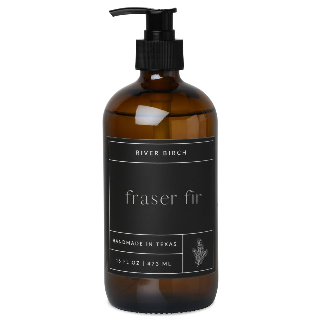 Natural Hand Soap - River Birch Sea Salt & Citrus Scent - Moisturizing Vegan Formula | 16 Fl Oz Amber Glass Dispenser