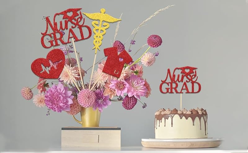 Nurse Graduation Centerpiece Sticks - 12 Table Toppers for Party Decor