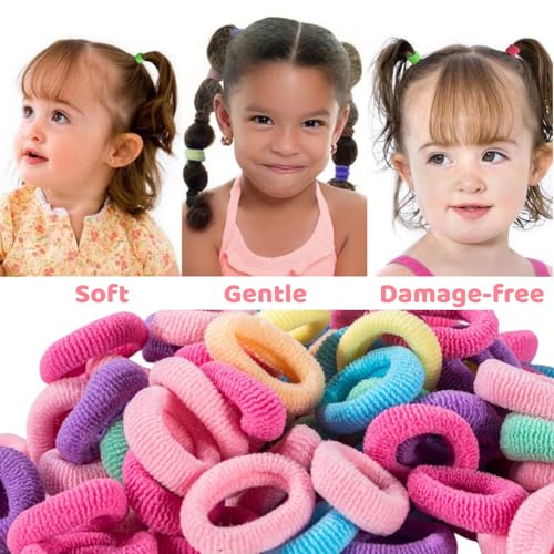 100 Mini Baby Hair Ties - Soft Seamless Ponytail Holders for Kids