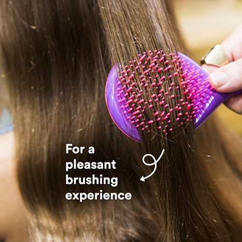 Michel Mercier Girls' Detangle Brush - Gentle Tangle-Free Hair Brush for Curly Hair - Easy Grip Design - Pink-Purple