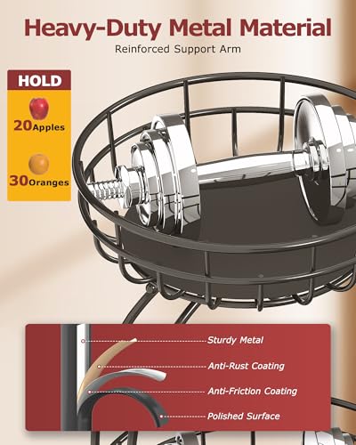 2 Tier Space-Saving Fruit Basket with Banana Hook for Kitchen
