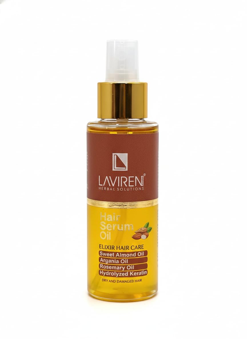LAVIREN Elixir Hair Care Oil with Sweet Almond, Argania, Rosemary and Hydrolyzed Keratin for Dry and Damaged Hair Treatment