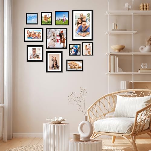 6x8 Picture Frame Set of 4 - Black Collage Frames with HD Plexiglass